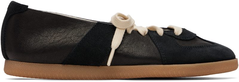 Black Replica Soft Laced Ballerina Flats 262168F118008