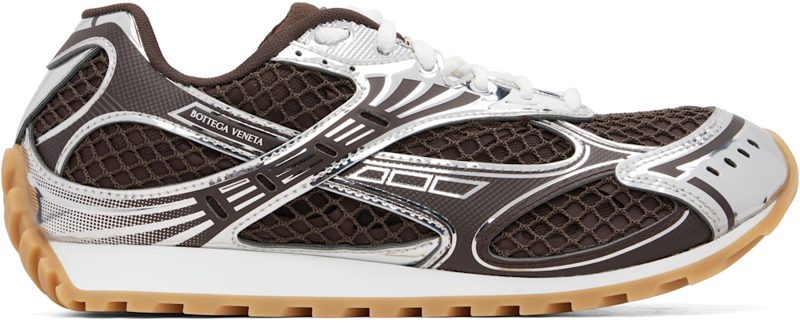 Brown & Silver Orbit Sneakers 261798F128009