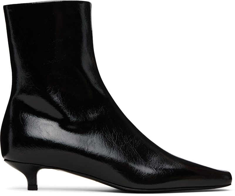 TOTEME Black Slim Naplack Ankle Boots 262771F113002