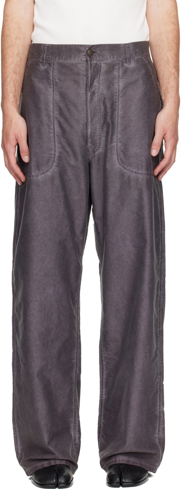 Purple Double-Dyed Workwear Trousers 262168M191009