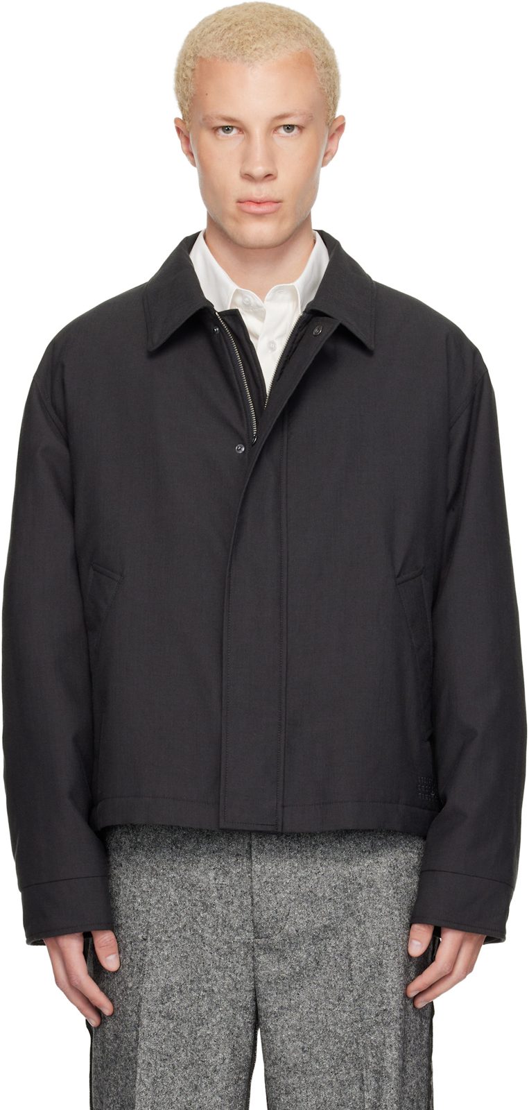 Gray Insulated Cotton Wool Jacket 262188M180007