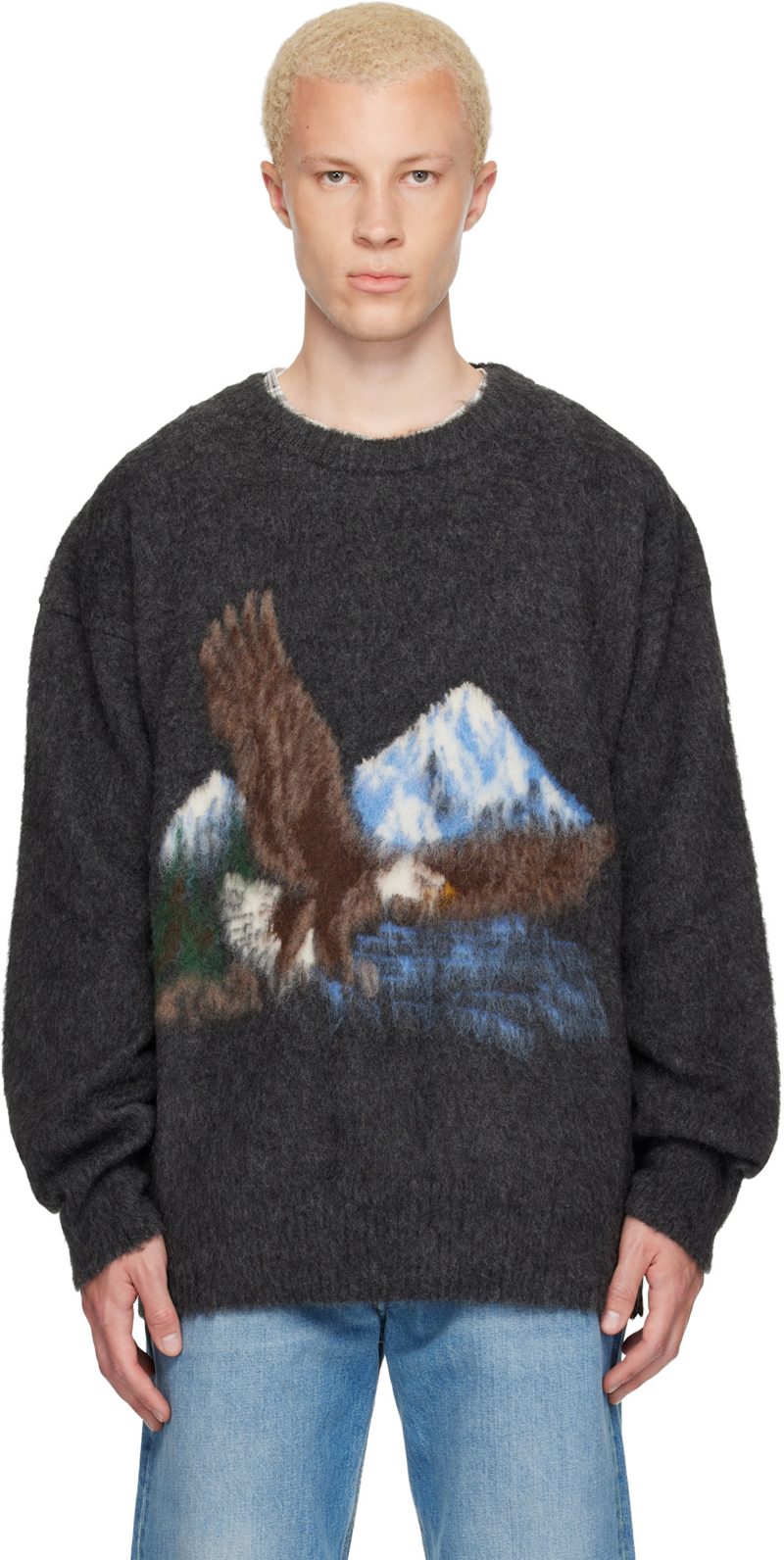 Gray Brushed Eagle Sweater 262168M201002