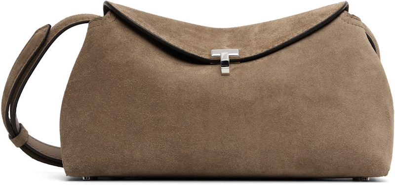 TOTEME Tan T-Lock Suede Clutch 262771F044005