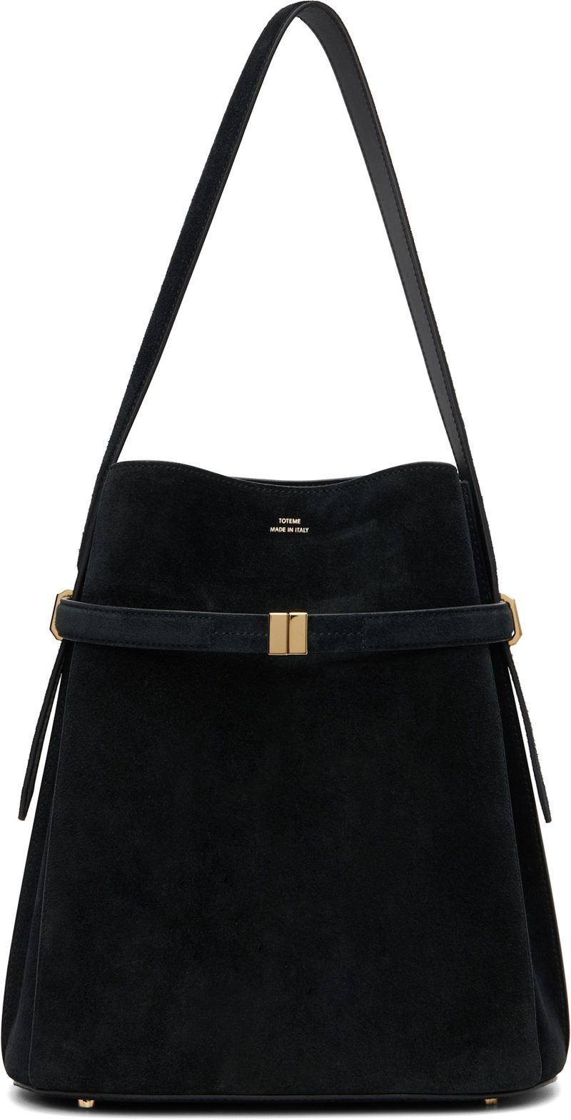 TOTEME Black Belted Suede Bucket Bag 262771F048001