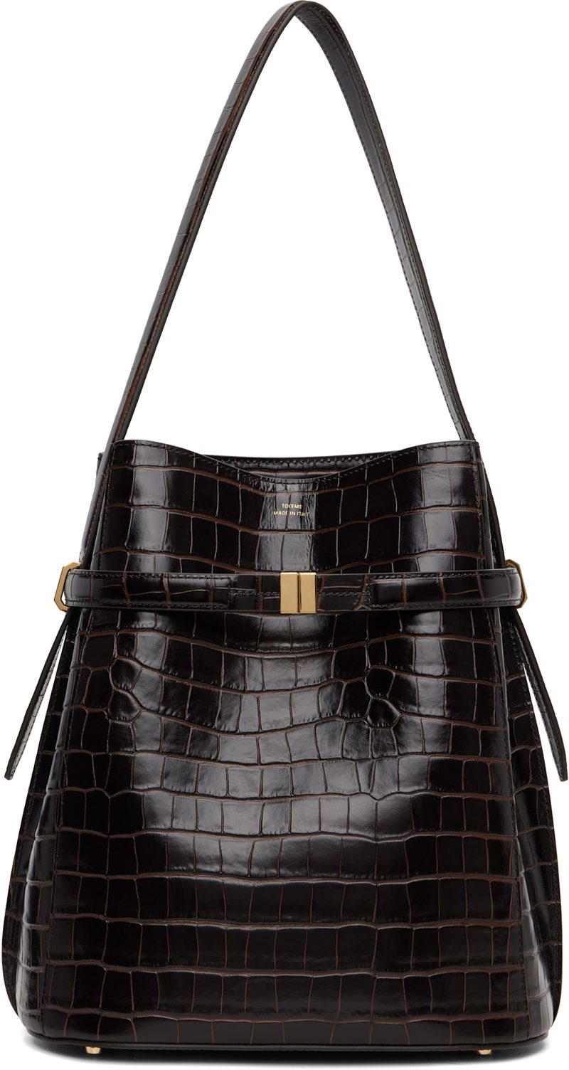 TOTEME Brown Belted CROCO-EM[보스]ED Bucket Bag 262771F048000