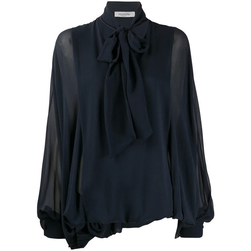 Garavani Garavani Pussybow Pouf Sleeve Blouse_Blue