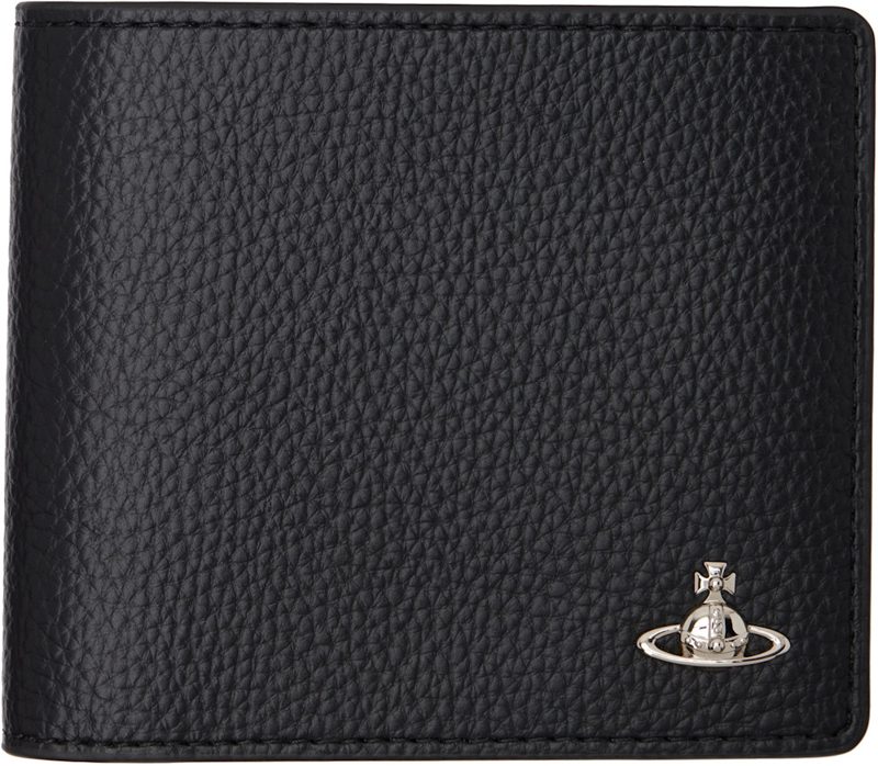 Black Faux-Leather Man. Billfold Wallet 262314M164003