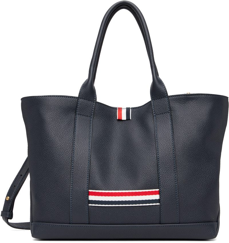 Navy Soft Pebble Grain Leather Small Tool Tote 262381M172000