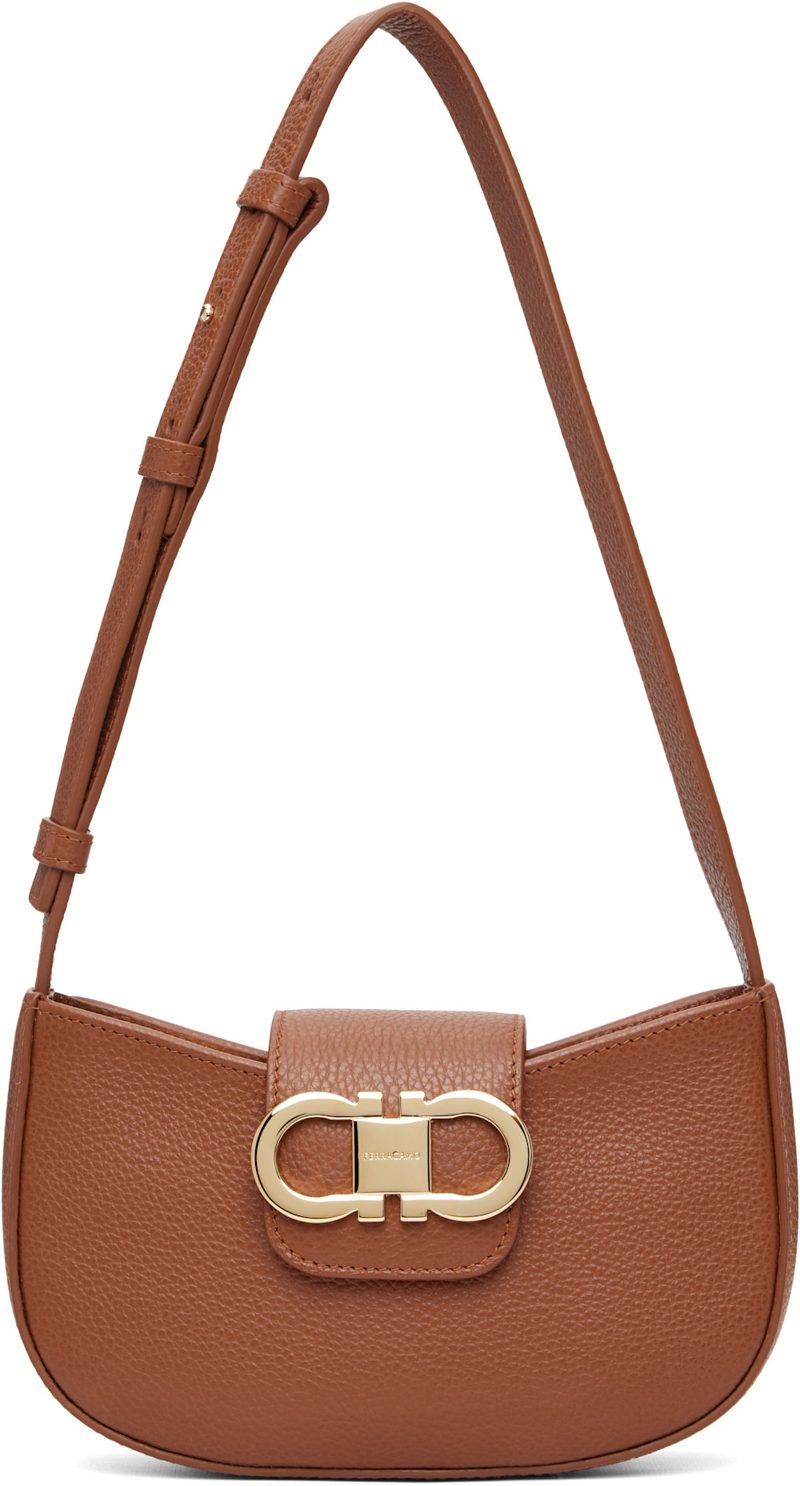 Tan Double Gancini Mini Shoulder Bag 262270F048007