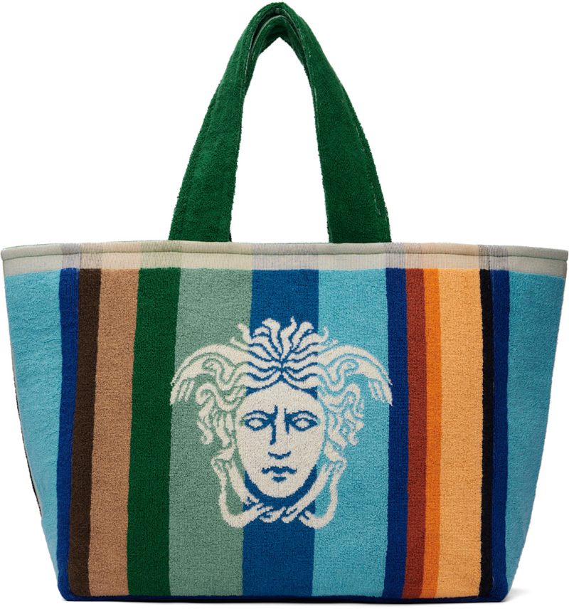 Multicolor Striped Cotton-Terry Jacquard Tote 262404F049003
