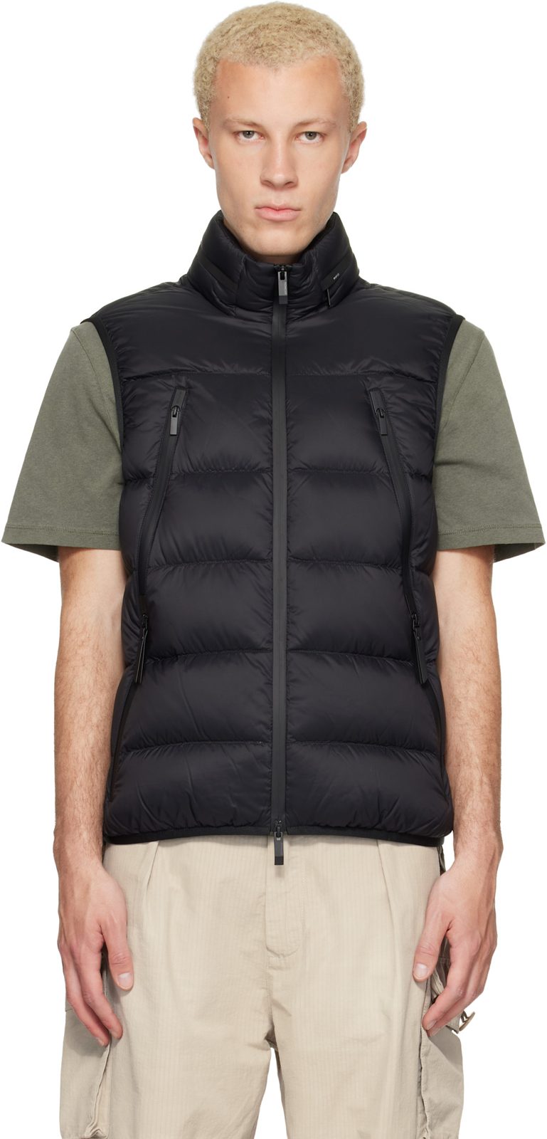 Black Reticone Down Vest 262111M178001