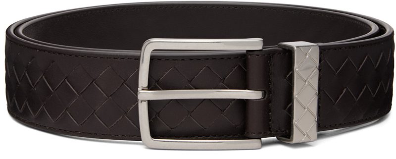 Brown Intrecciato Belt 261798M131005