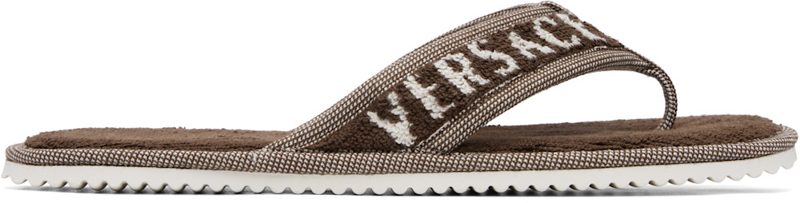 Brown Cotton-Terry Flip-Flops 262404F124001