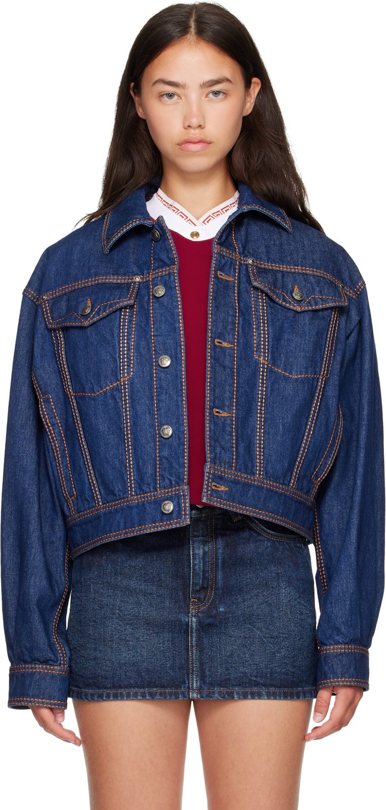 Blue Denim Blouson Jacket 262404F060000