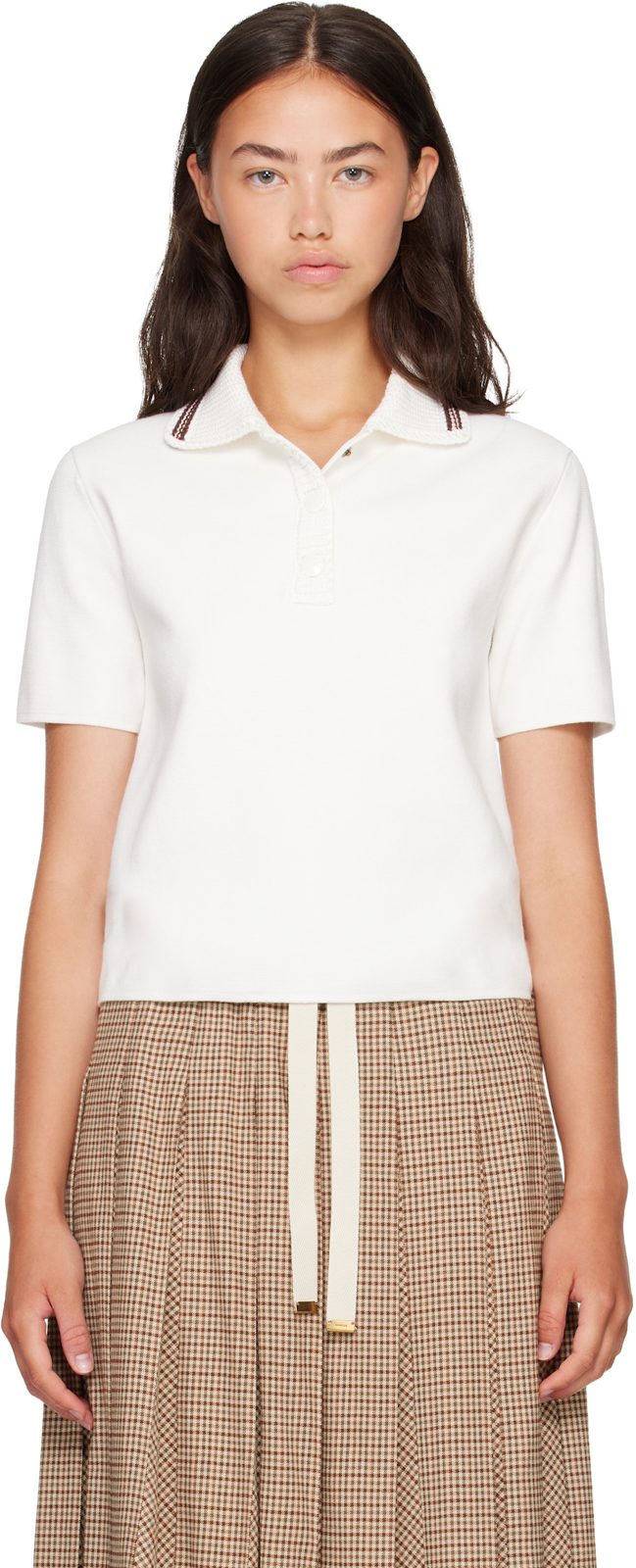 White Cotton Knit Polo 262111F108000