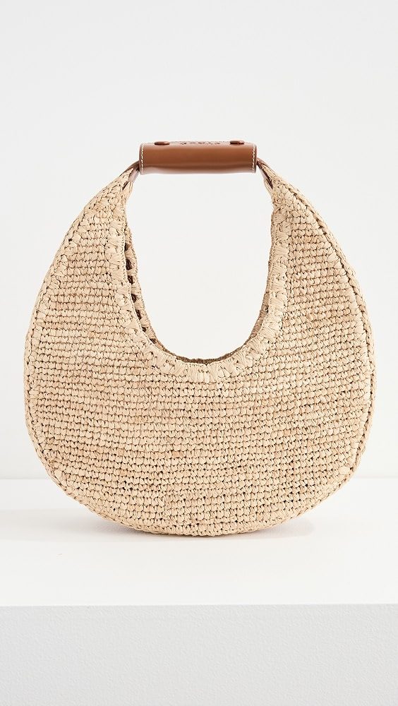 STAUD Moon Raffia Tote Bag_Natural/Tan