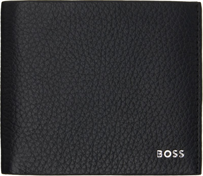 Black Logo Lettering Grained-Leather Wallet 262085M164006