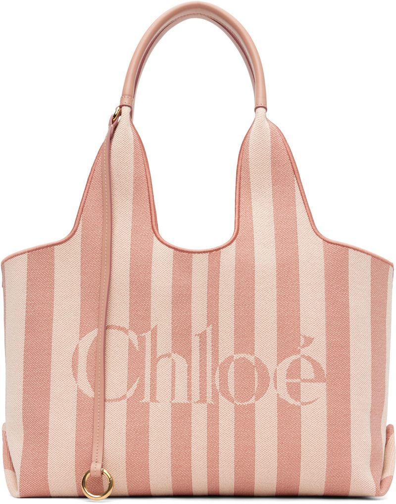 Pink Chloe Stripy East-West Tote 262338F049009