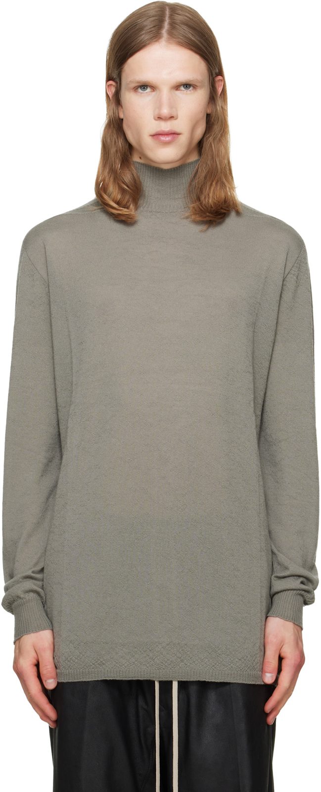Taupe Tower Oversized Turtleneck 262232M205007