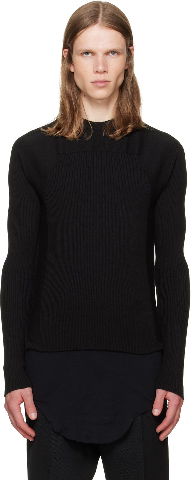 Black Tower Ribbed Geo Sweater 262232M201014