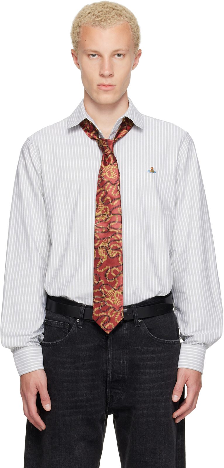 White & Green Two Button Krall Shirt 262314M192009