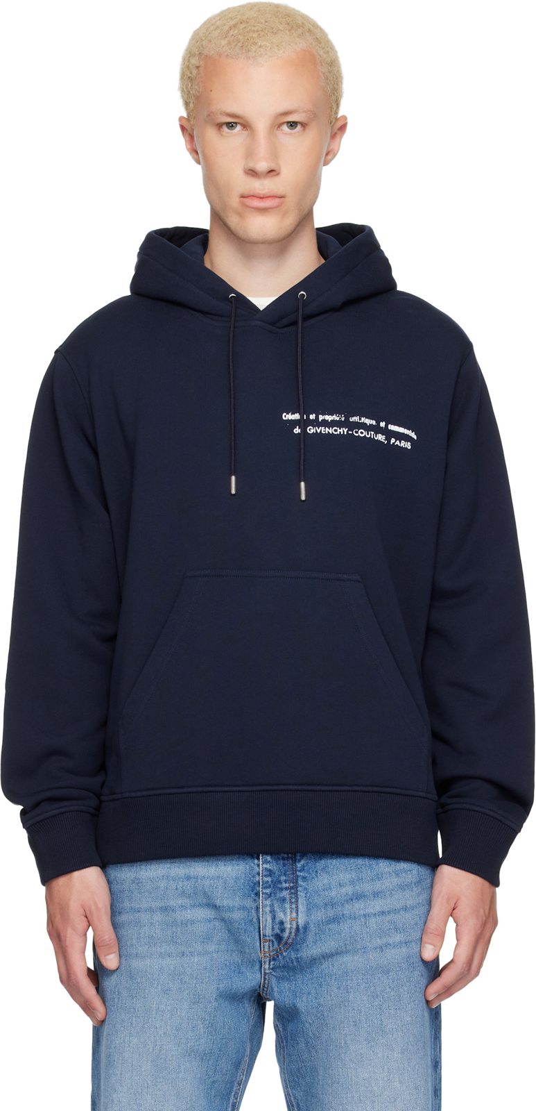 Navy Couture Seam Archive Print Hoodie 262278M202000