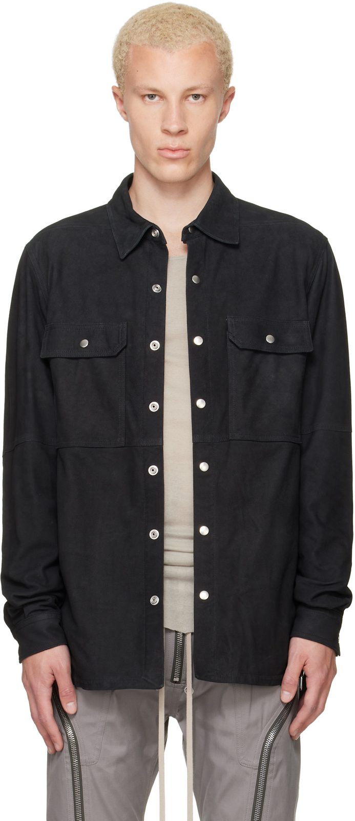Black Tower Suede Overshirt 262232M181016