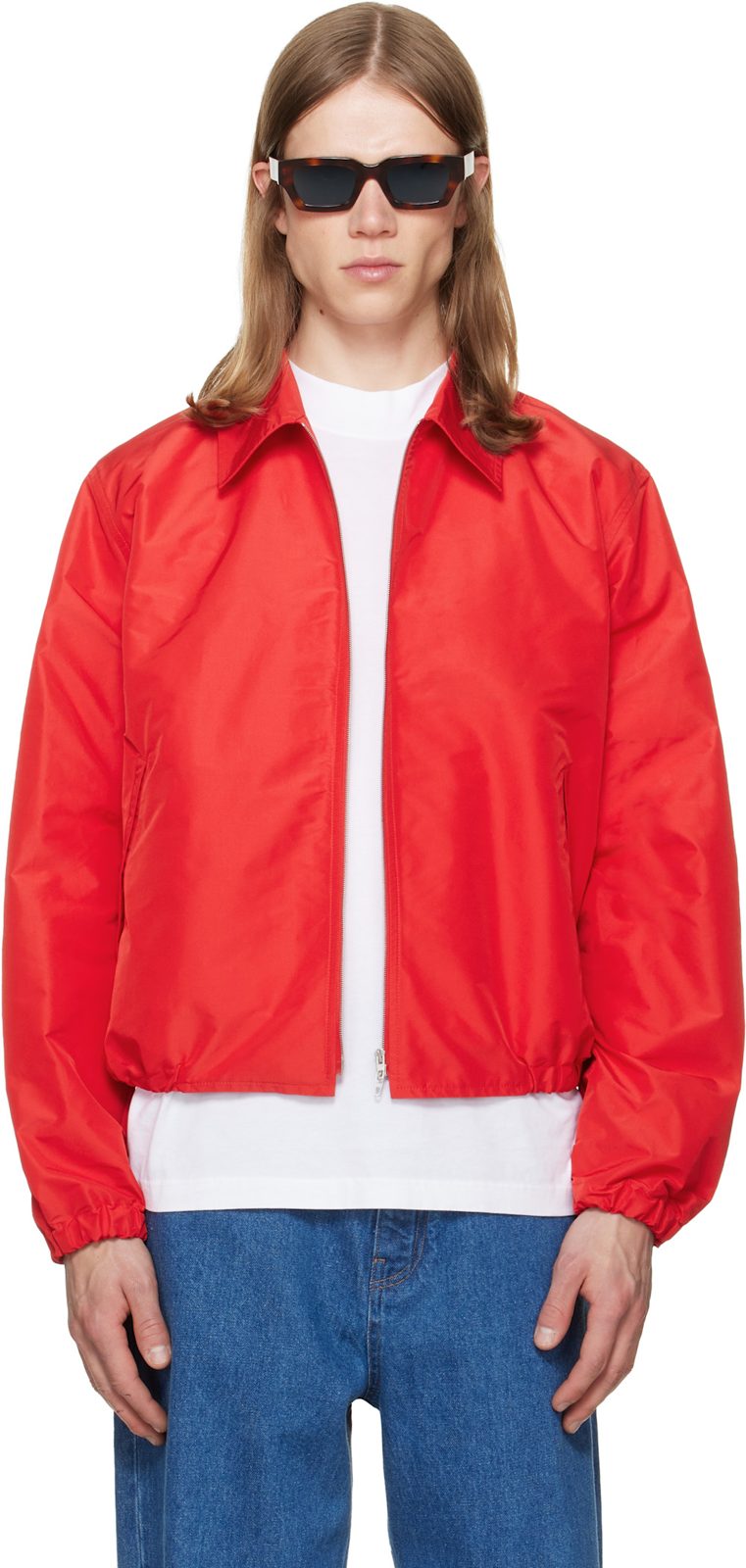 Red Taffeta Jacket 262249M180007