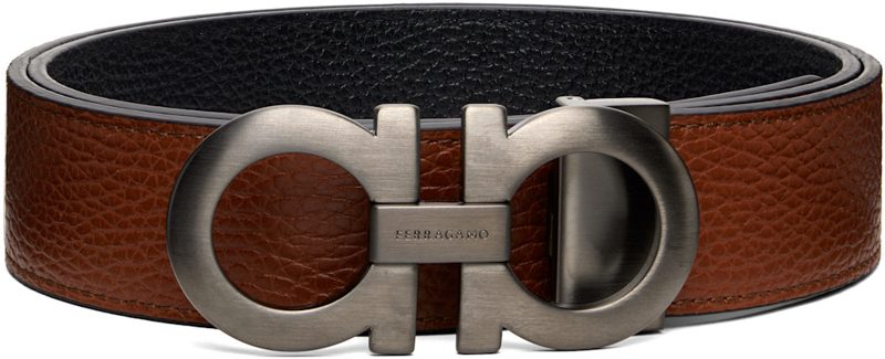 Tan Reversible & Adjustable Gancini Belt 262270M131017