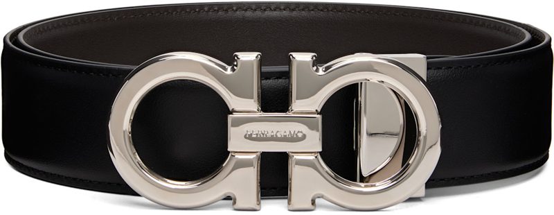 Black Reversible & Adjustable Gancini Belt 262270M131009