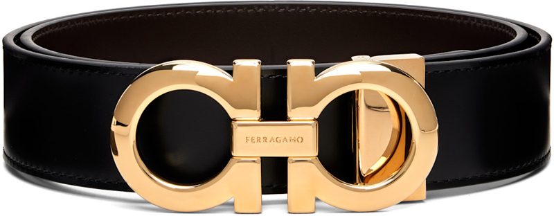 Black Reversible & Adjustable Gancini Belt 262270M131020