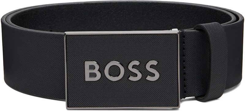 Black Logo Plaque Buckle Leather Belt 262085M131003