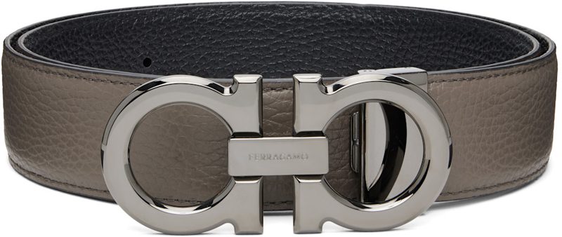 Gray & Black Adjustable Reversible Belt 262270M131007
