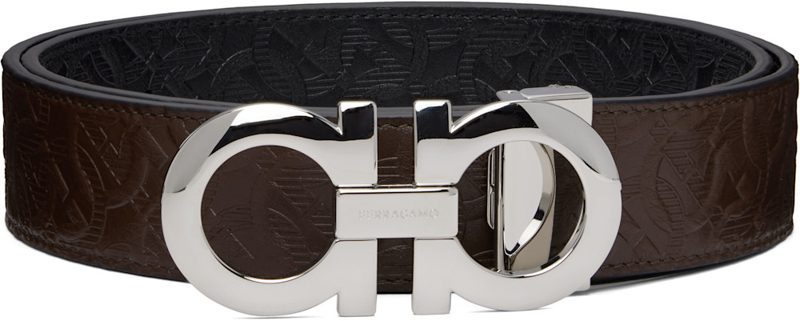 Brown & Black Gancini Adjustable Reversible Belt 262270M131018