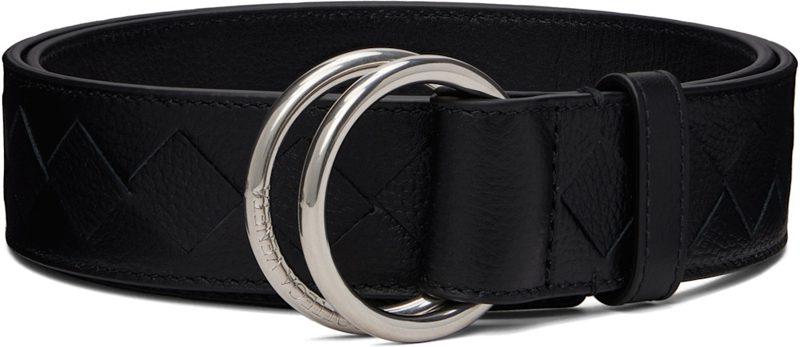 Black D-Ring Pebble Calf Belt 262798M131003