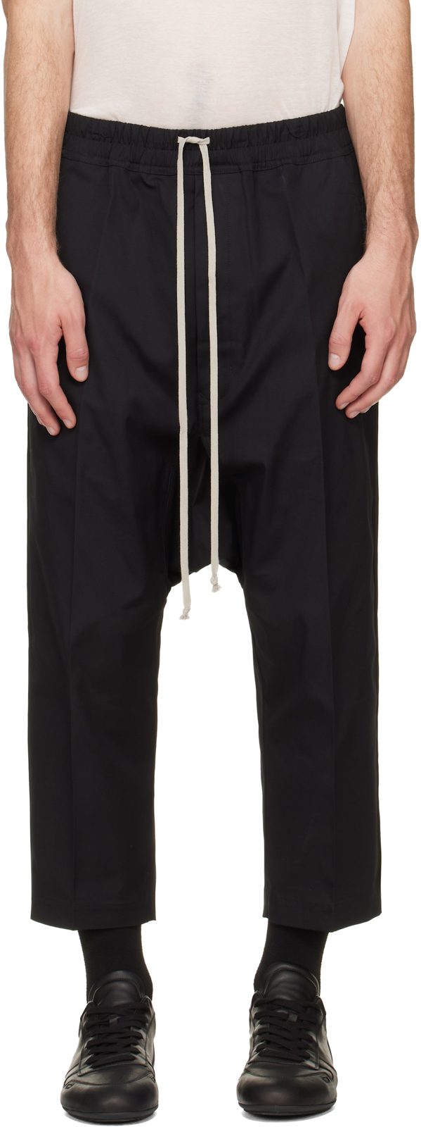Black Tower Drawstring Cropped Trousers 262232M191074