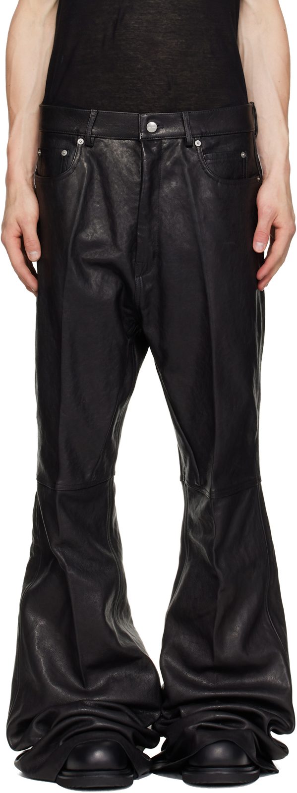 Black Tower Bolan Bootcut Leather Pants 262232M189001