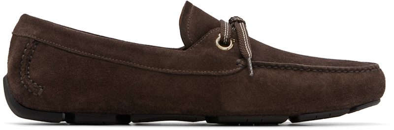 Brown Laced Driver Loafers 262270M239000
