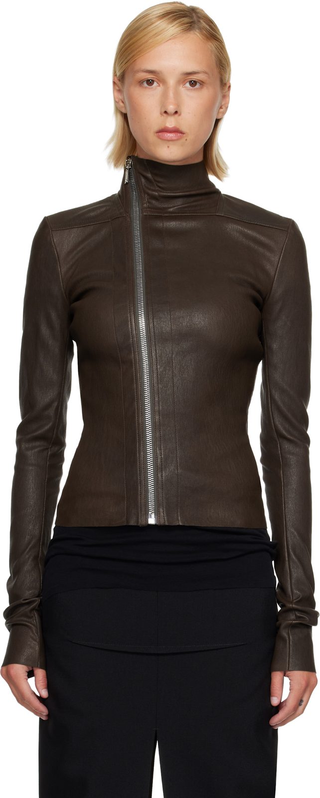 Brown Tower Gary Leather Jacket 262232F064008