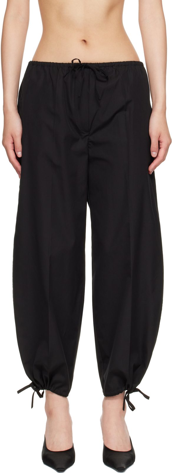TOTEME Black Drawstring Cotton Trousers 262771F087006