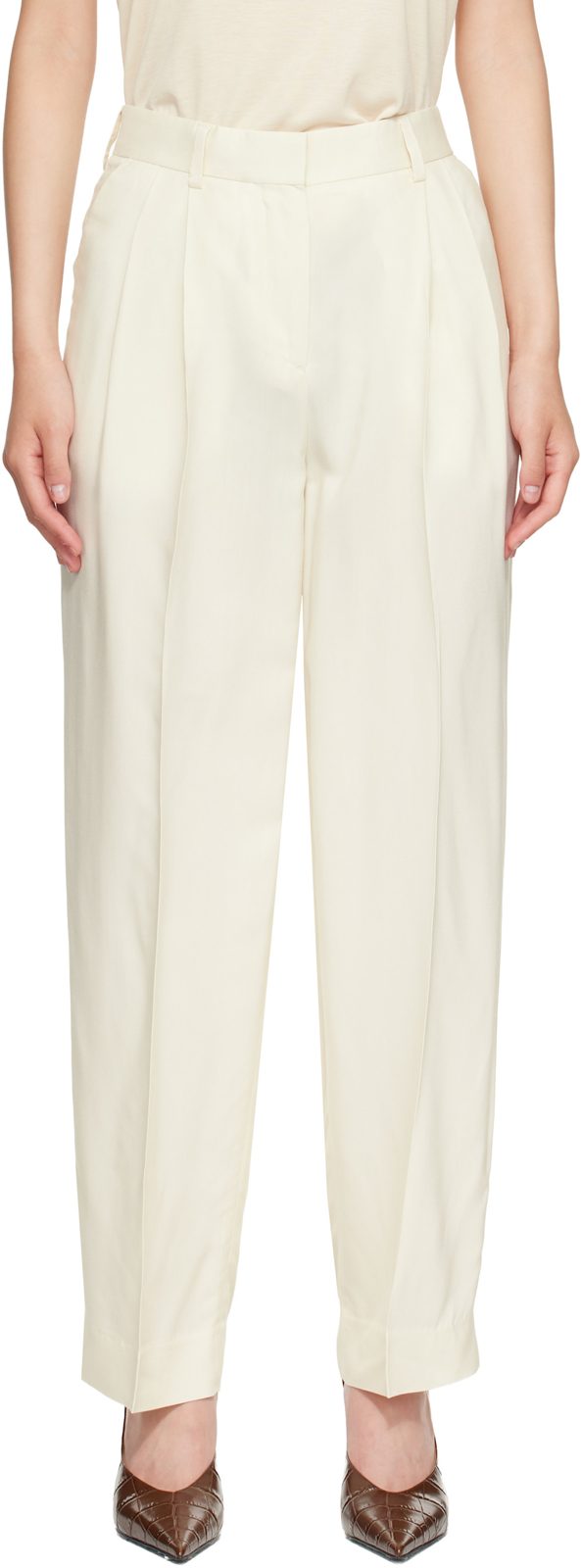 TOTEME [오프화이트] Double-Pleat Fluid Trousers 262771F087000