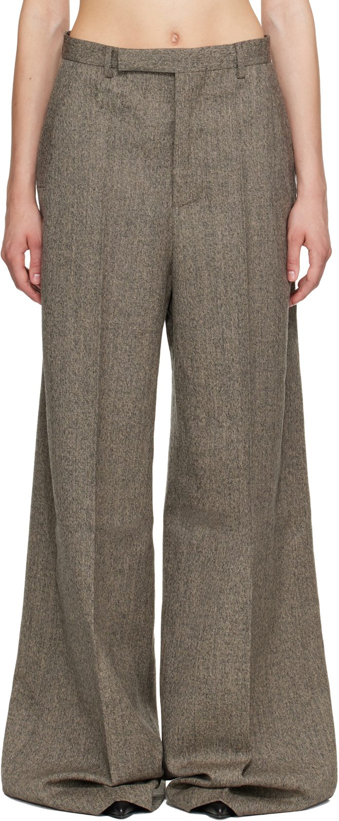 Beige Tower Wide Tailored Trousers 262232F087002