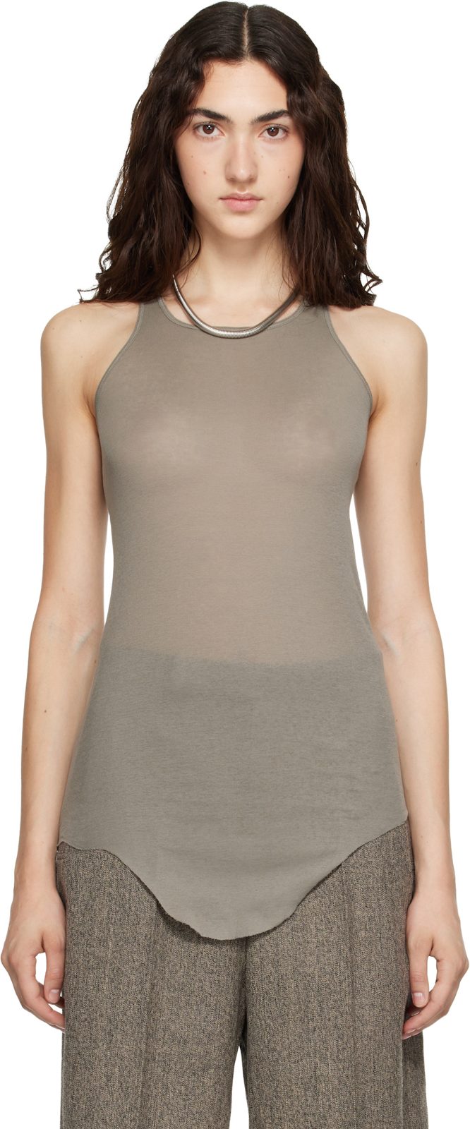 Taupe Tower Basic Rib Tank Top 262232F111009