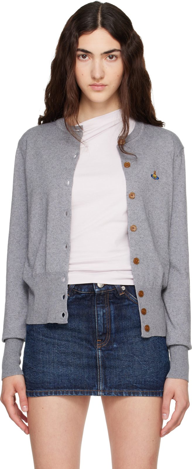 Gray Bea Cropped Cardigan 262314F095007