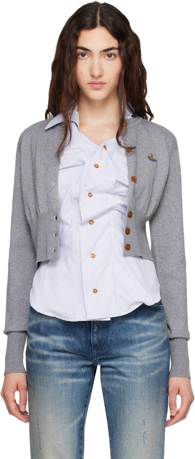 Gray Bea Cropped Cardigan 262314F095004