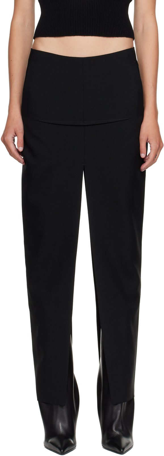 Black Tower Sliced Maxi Skirt 262232F093002