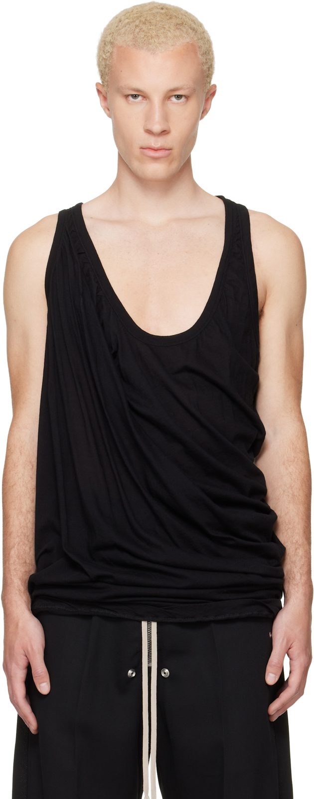Black Tower Draped Pony Tank Top 262232M214006