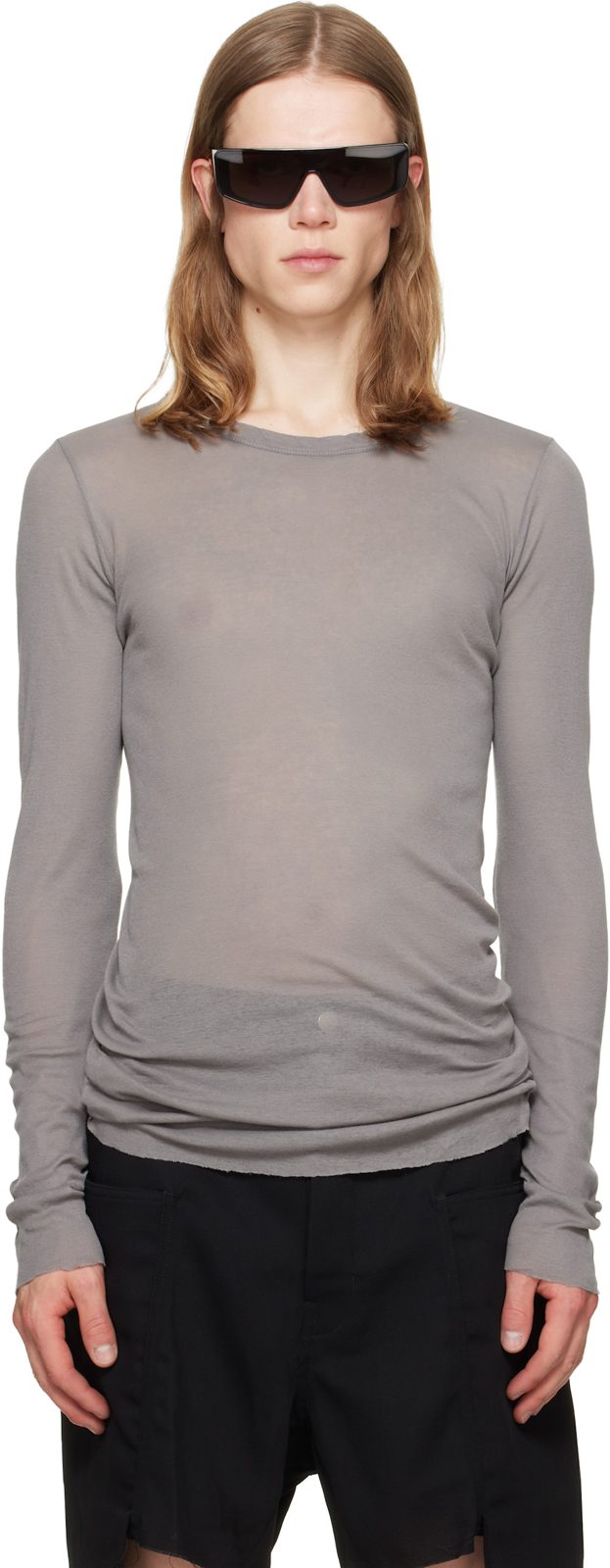 Gray Tower Rib LS T-shirt 262232M213029