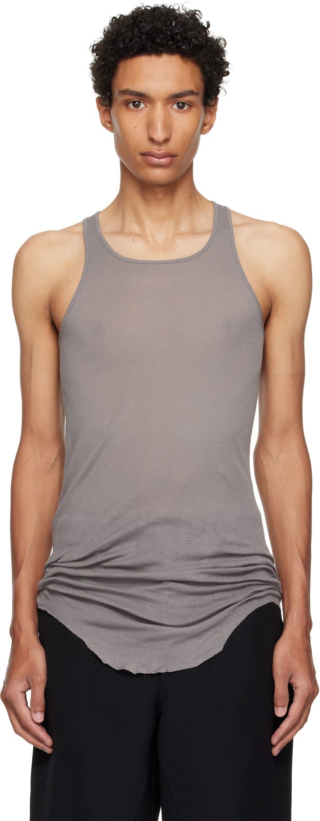 Gray Tower Basic Rib Tank Top 262232M214020