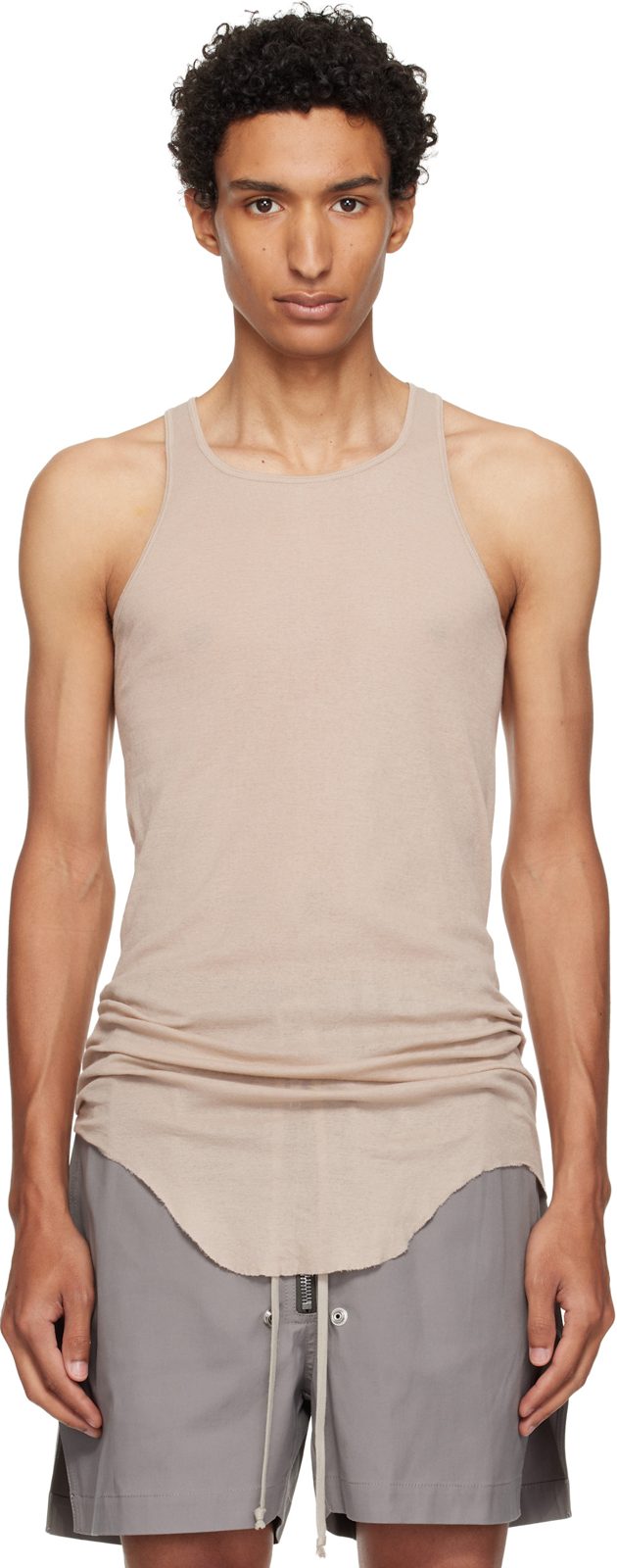 Taupe Tower Basic Rib Tank Top 262232M214017